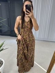 Maksiboy Yeşil Geçişli Elbise