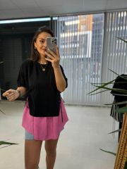 Dr 2274 Tasarım Pembe Yan Bağlamalı Sweat