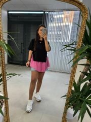 Dr 2274 Tasarım Pembe Yan Bağlamalı Sweat