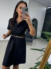 Mc 5787 Leo Belted Black Dress