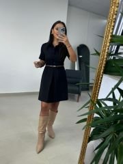 Mc 5787 Leo Belted Black Dress