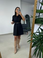 Mc 5787 Leo Belted Black Dress