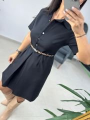 Mc 5787 Leo Belted Black Dress