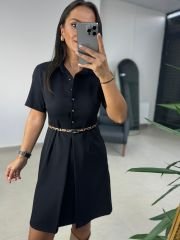 Mc 5787 Leo Belted Black Dress