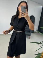 Mc 5787 Leo Belted Black Dress