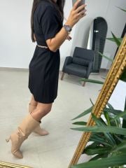 Mc 5787 Leo Belted Black Dress