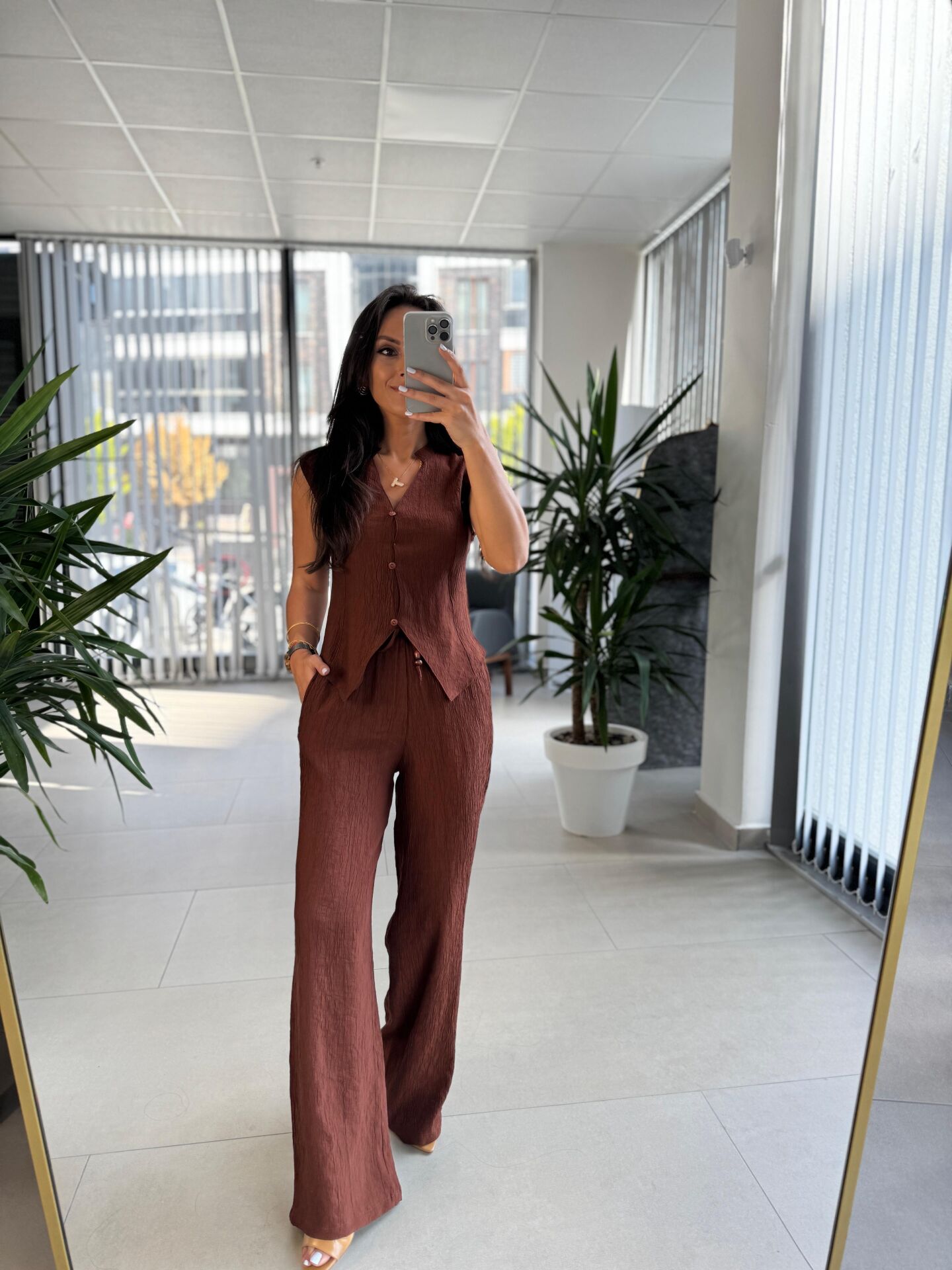 Np 8001 Krinkıl Kahve Yelek Takım