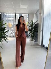 Np 8001 Krinkıl Kahve Yelek Takım