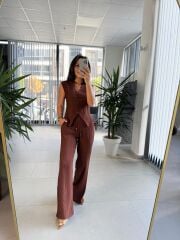 Np 8001 Krinkıl Kahve Yelek Takım