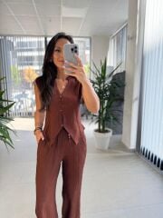 Np 8001 Krinkıl Kahve Yelek Takım