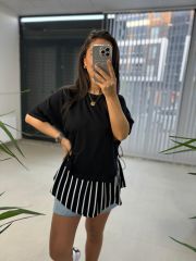 Dr 2274 Tasarım Siyah Yan Bağlamalı Sweat