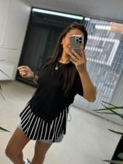 Dr 2274 Tasarım Siyah Yan Bağlamalı Sweat