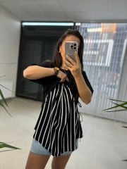 Dr 2274 Tasarım Siyah Yan Bağlamalı Sweat