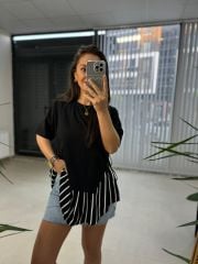 Dr 2274 Tasarım Siyah Yan Bağlamalı Sweat