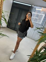 Dr 2274 Tasarım Siyah Yan Bağlamalı Sweat