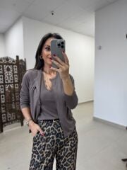 Po 2665 Dantel Yaka İkili Görünümlü Vizon Triko