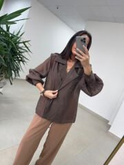 Fp 5029 Kahve Vatkalı Kruvaze Gömlek