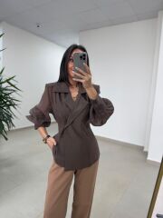 Fp 5029 Kahve Vatkalı Kruvaze Gömlek