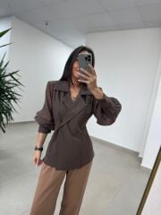 Fp 5029 Kahve Vatkalı Kruvaze Gömlek