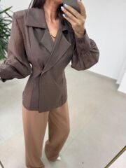 Fp 5029 Kahve Vatkalı Kruvaze Gömlek