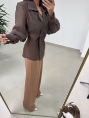 Fp 5029 Kahve Vatkalı Kruvaze Gömlek