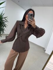 Fp 5029 Kahve Vatkalı Kruvaze Gömlek