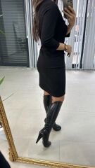 Mc Pens Detaylı Siyah Elbise