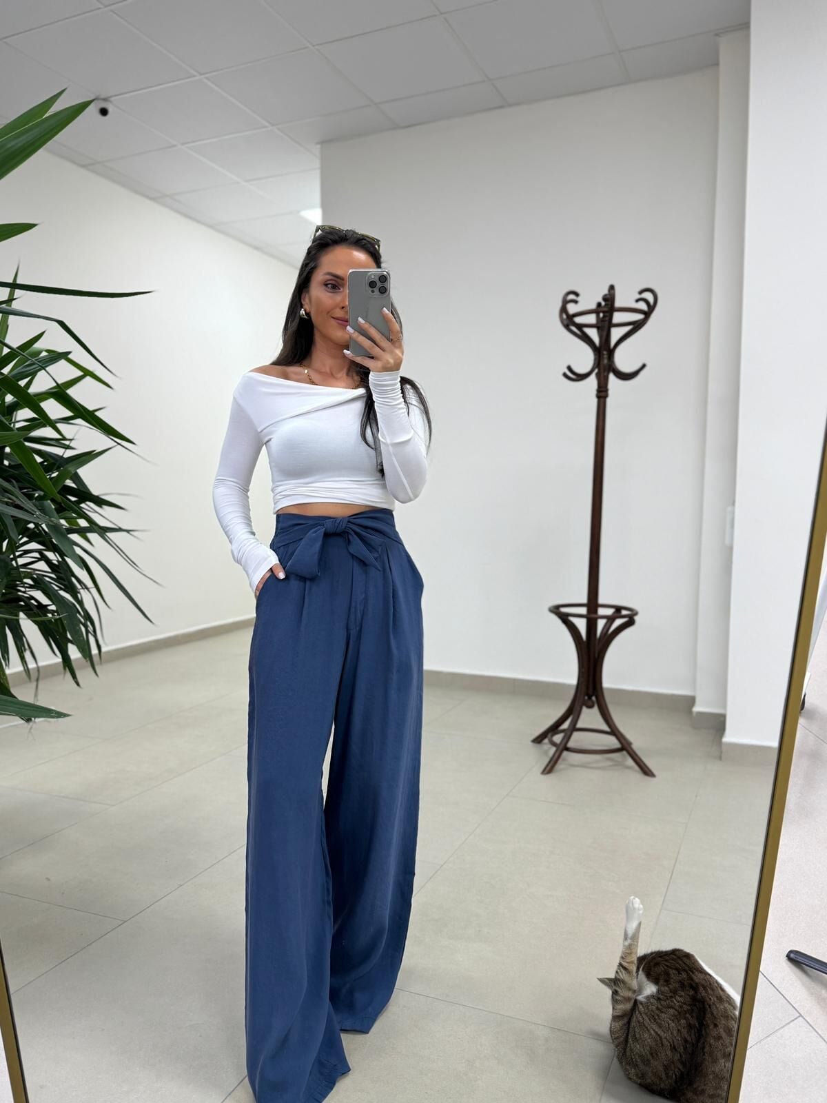 Mzr 22604 Kuşak Detaylı Tensel Laci Pantolon