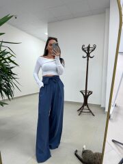 Mzr 22604 Kuşak Detaylı Tensel Laci Pantolon