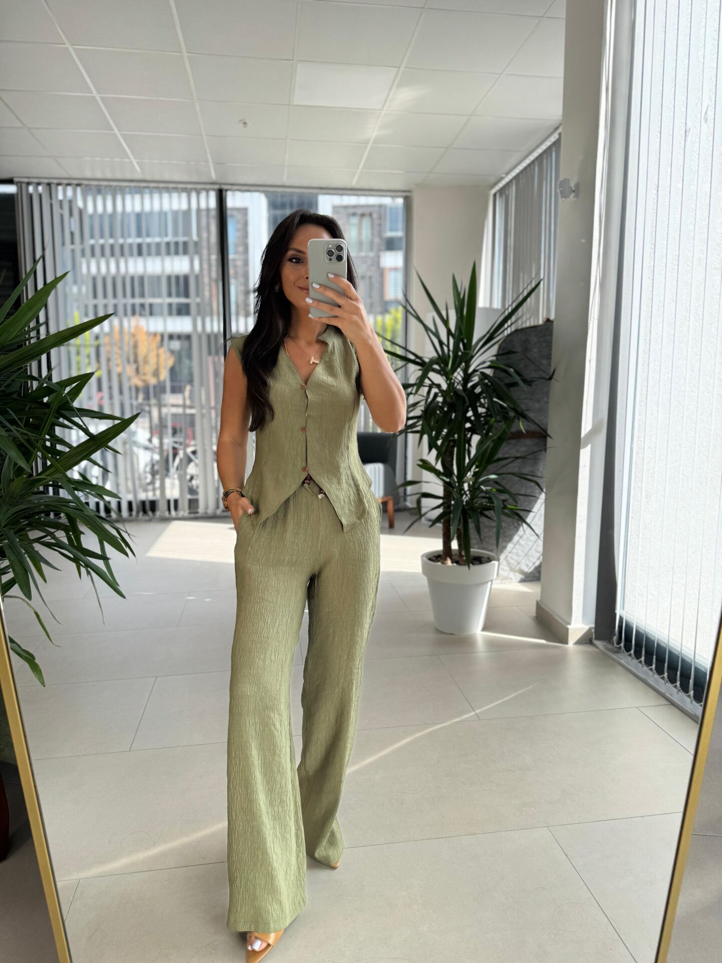 Np 8001 Krinkıl Yağ Yeşili Yelek Takım