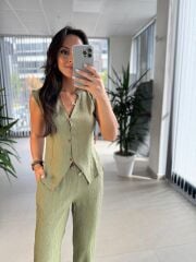 Np 8001 Krinkıl Yağ Yeşili Yelek Takım