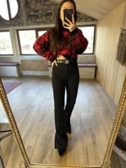 Brsk slit fabric trousers