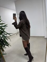 Dgf 25621 Kahve Çizgili Modal Gömlek