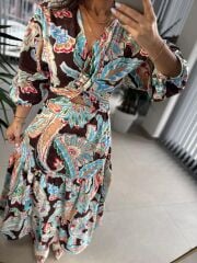 Fw 0424 Poplin Tasarım Desenli Elbise