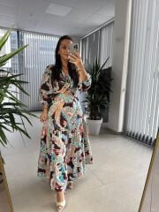 Fw 0424 Poplin Tasarım Desenli Elbise