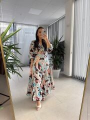 Fw 0424 Poplin Tasarım Desenli Elbise