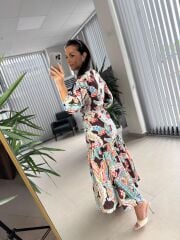 Fw 0424 Poplin Tasarım Desenli Elbise