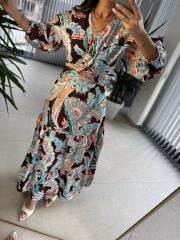 Fw 0424 Poplin Tasarım Desenli Elbise