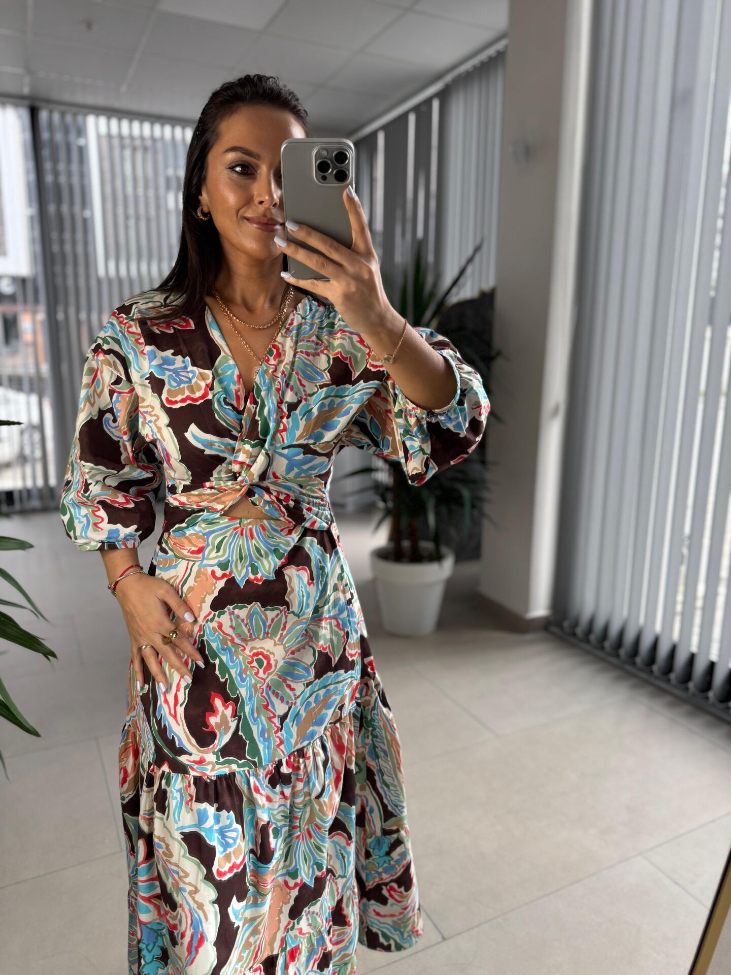 Fw 0424 Poplin Tasarım Desenli Elbise