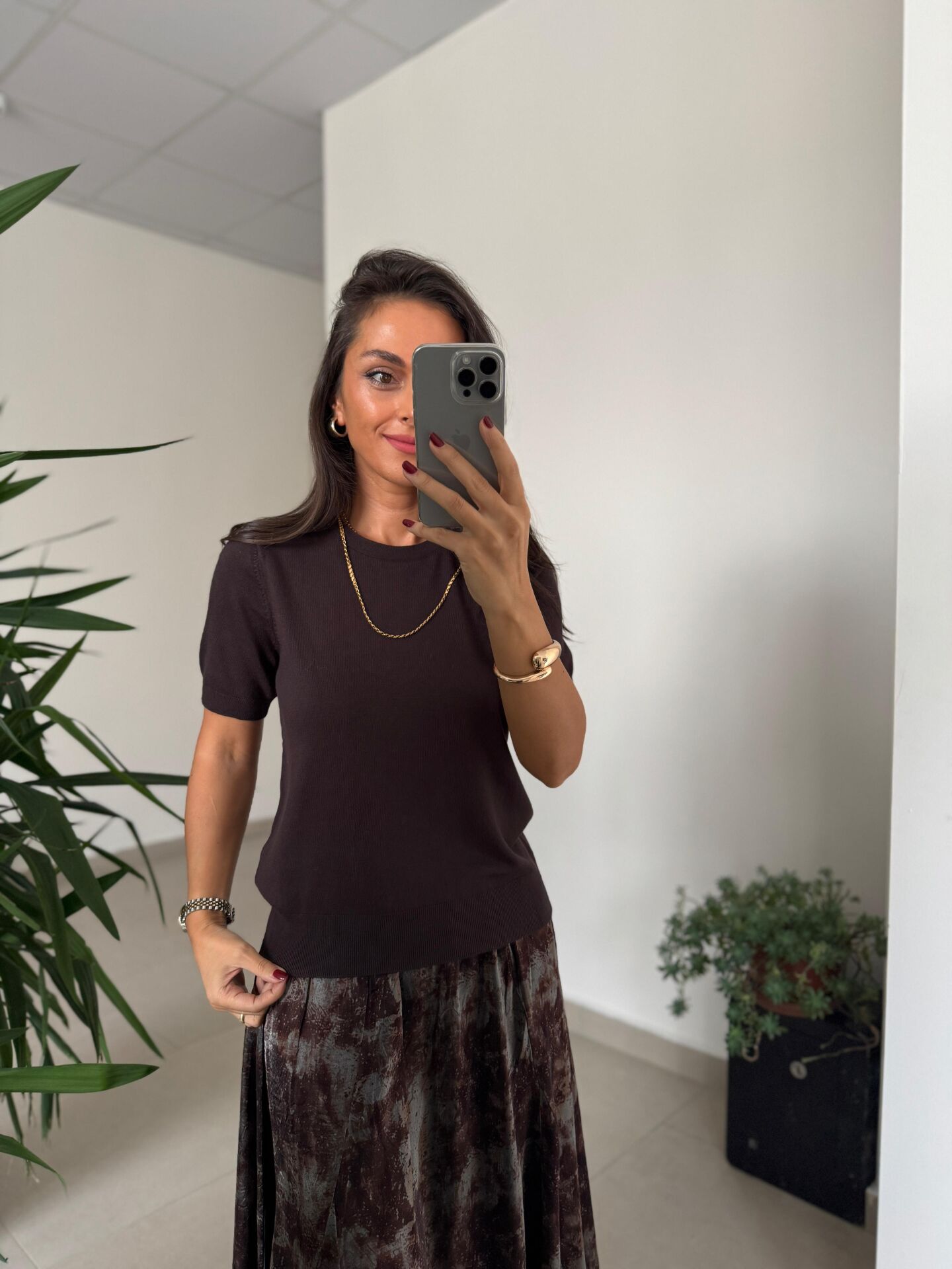 Dv 10779 Bisiklet Yaka A.kahve Triko Bluz