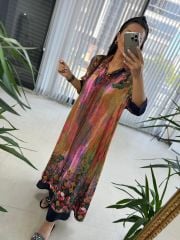 My 3456 Pembe Etnik Desen Elbise