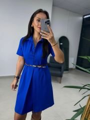 Mc 5787 Leo Kemerli Saks Elbise