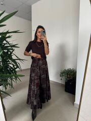 Bb 30382 Kahve Yeşil Varaklı Etek