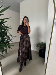 Bb 30382 Kahve Yeşil Varaklı Etek