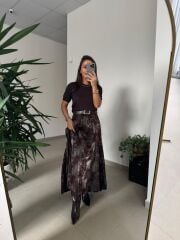 Bb 30382 Kahve Yeşil Varaklı Etek