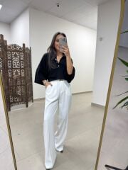Po 2855 Siyah Geniş Kollu Polo Yaka Triko