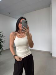 İv 1006 İp Askılı Krem Beyaz Crop