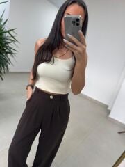 İv 1006 İp Askılı Krem Beyaz Crop