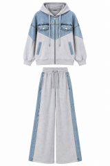 TİS 1119 Açık Gri/Denim Garnili Eşofman Takımı