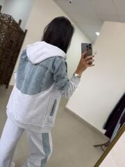 TİS 1119 Açık Gri/Denim Garnili Eşofman Takımı